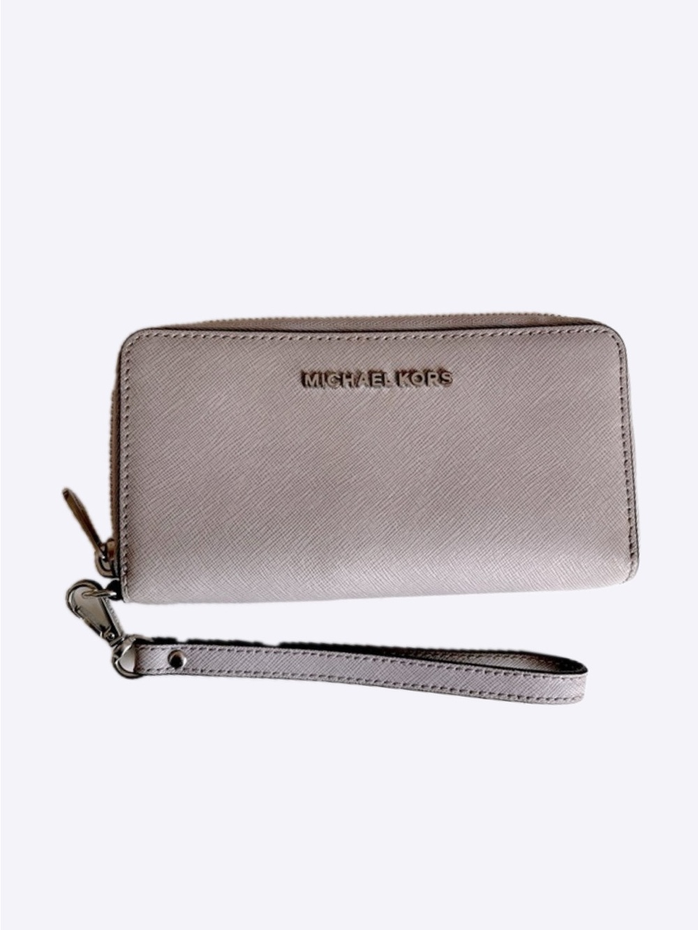 Michael Kors Light Gray Zip-Around Wristlet Wallet